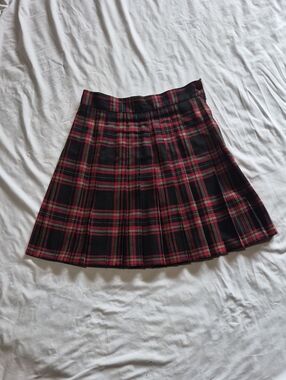 Vintage Red Tartan Pleated Mini Skirt Size 9